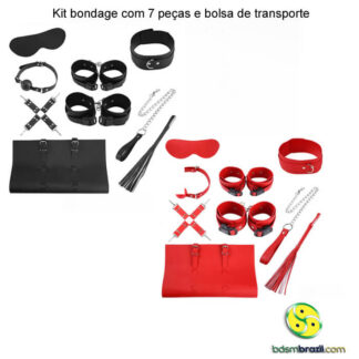Kit bondage com 7 peças e bolsa de transporte