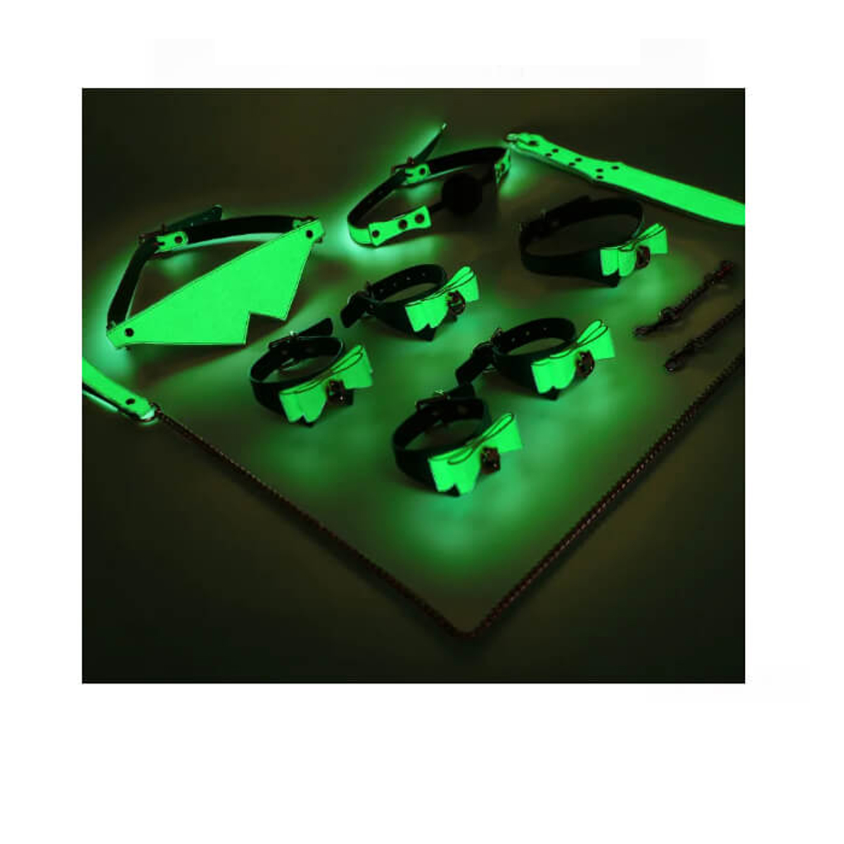 Kit BDSM 7 peças verde neon