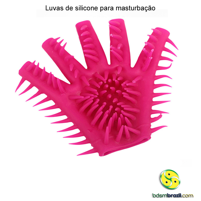 Luvas de silicone rosa para masturbação