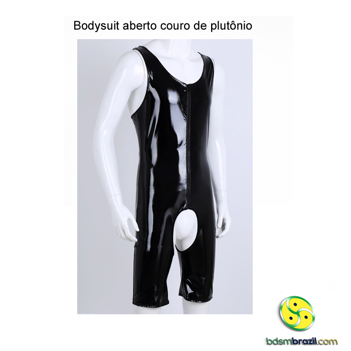 Bodysuit aberto couro de plutônio