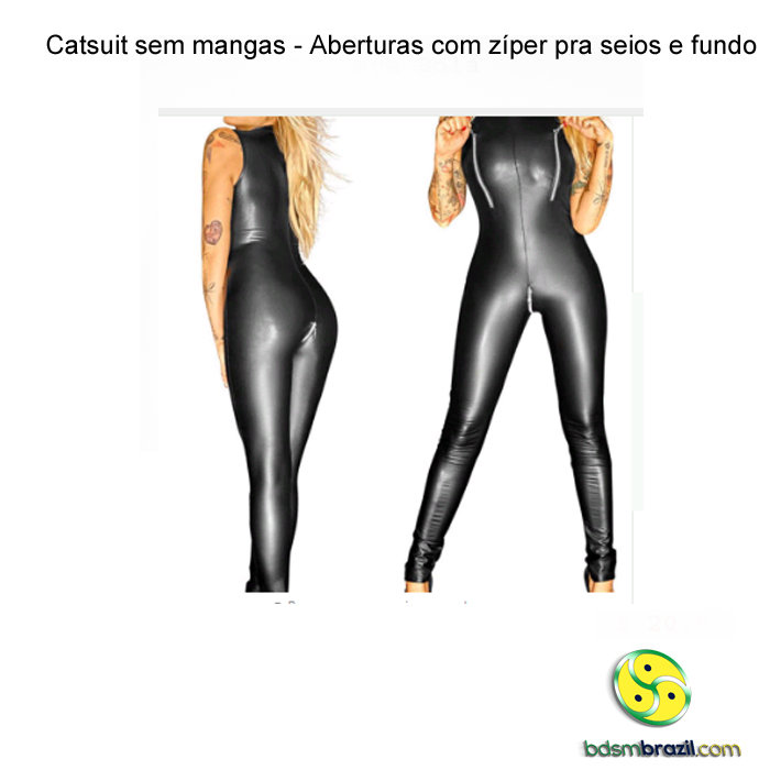Catsuit sem mangas – Aberturas com zíper pra seios e fundo