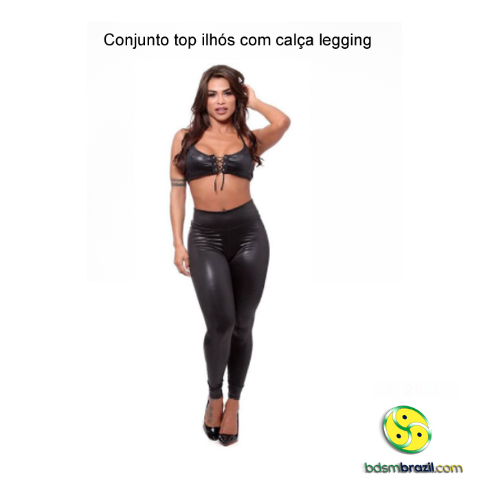 Conjunto top ilhós com calça legging