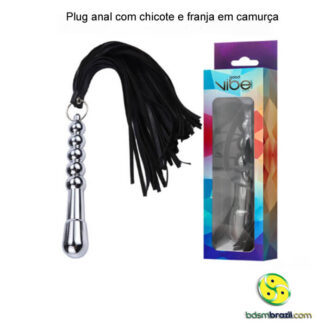 Plug anal com chicote e franja em camurça
