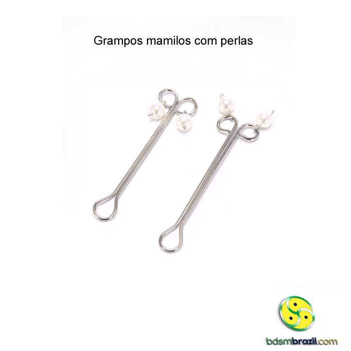 Par de grampos para mamilos com pérolas