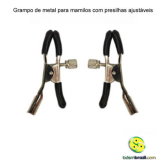 Par de grampos de metal para mamilos com presilhas ajustáveis