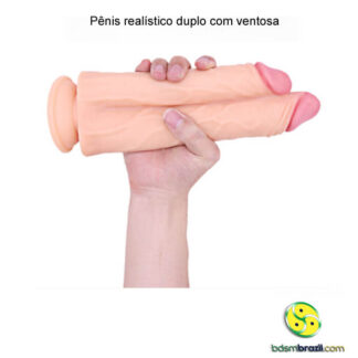Pênis realístico duplo com ventosa